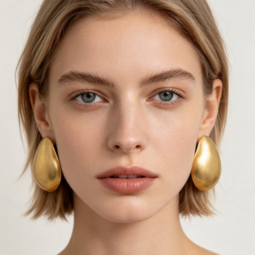 Pendientes gota forma irregular metal dorado mate | Mayorista JI JOYA