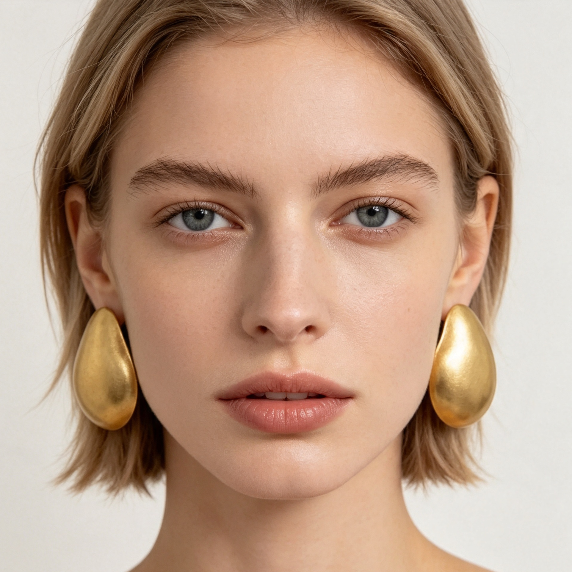 Pendientes gota forma irregular metal dorado mate | Mayorista JI JOYA