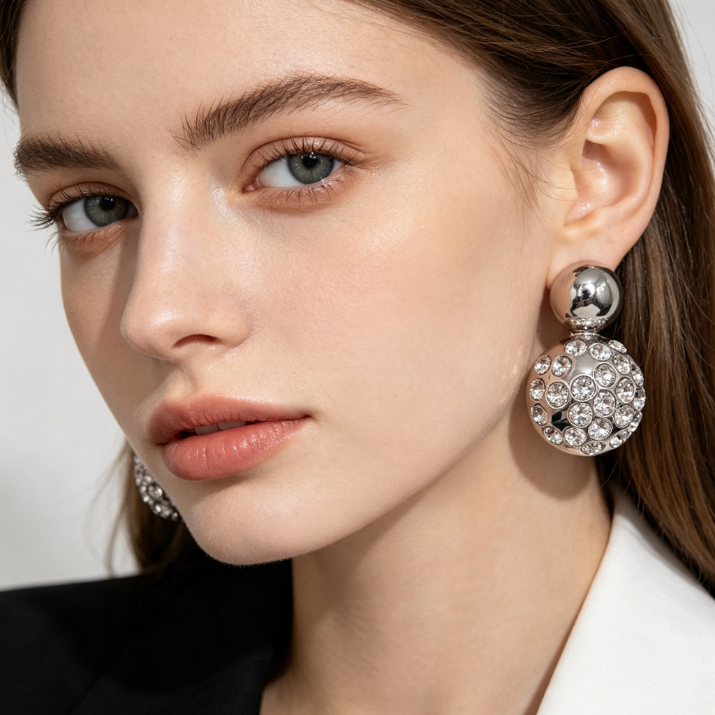 Pendientes Bolos con Cristales, Oro y Plata, Mayorista Joyería Moda | JI JOYA