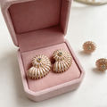Pendientes de Concha Nautilus con Esmalte y Cristal | Joyería Costera Boho