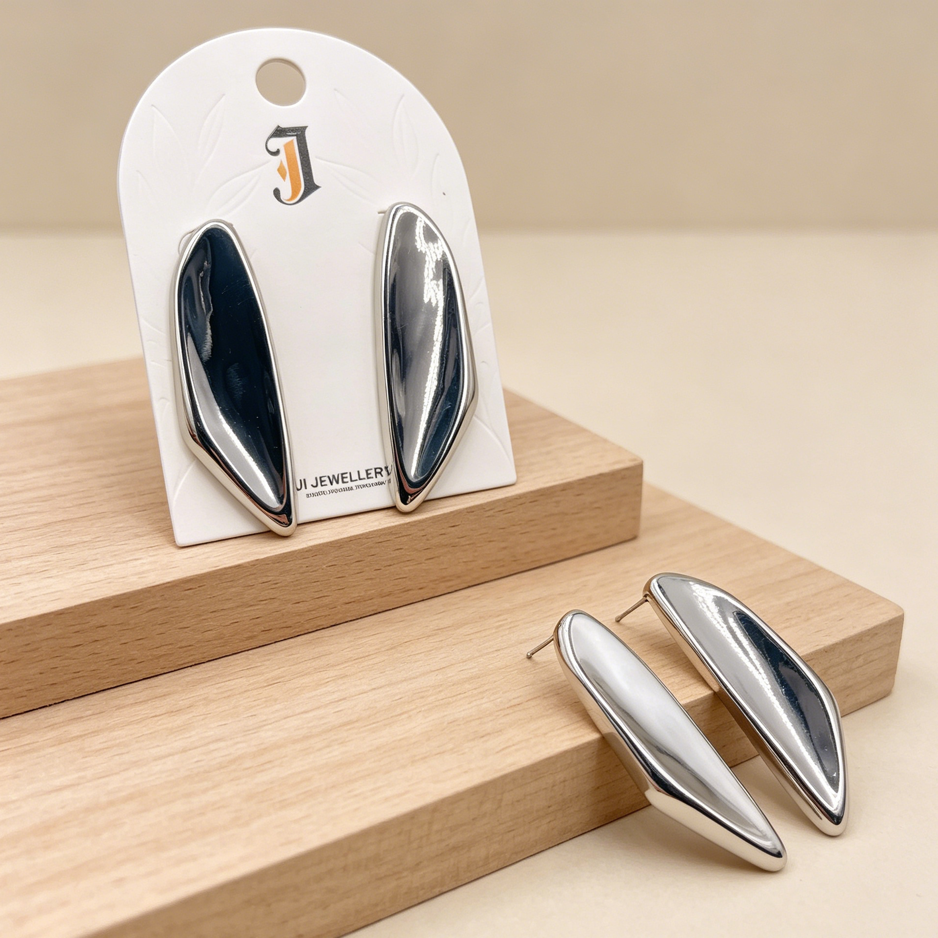 Pendientes Alargados Brillantes Bicolor Plata/Oro | Stock al Por Mayor para Tiendas de Moda|JI JOYA