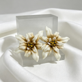Set Pendientes y Pulsera Flor Crema‑Oro, Accesorios de Fiesta para Mujer, Venta al Por Mayor|JI JOYA