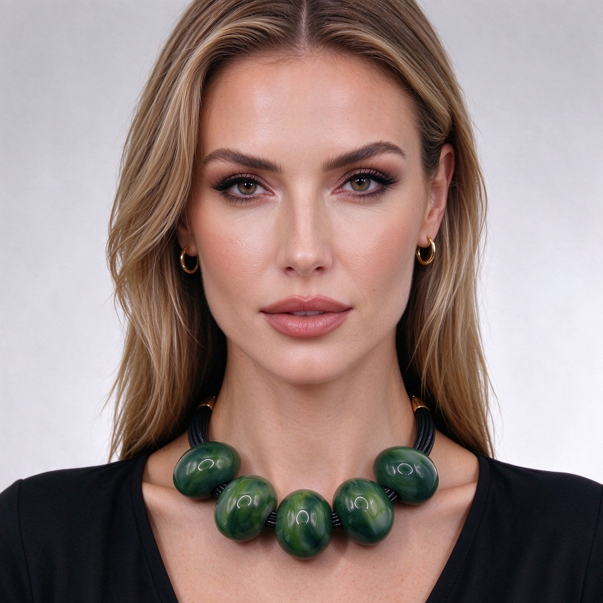 Collar de bolas resina grueso, multi-cuerda, accesorio de moda, venta al por mayor|JI JOYA