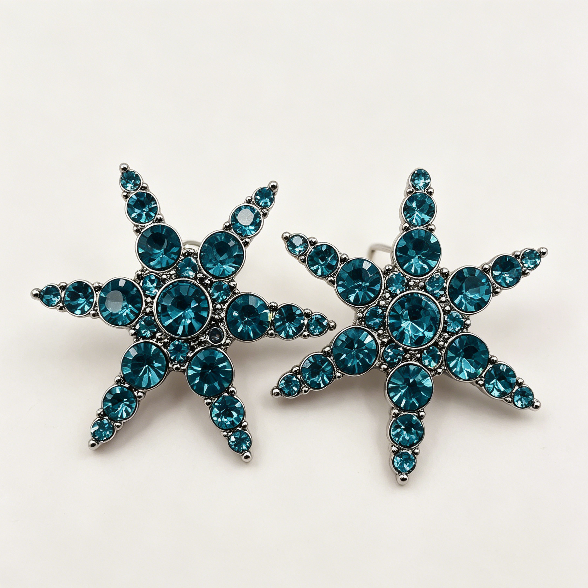 Pendientes de Estrella de Mar con Cristales de Lujo | 2 Colores (Azul & Rojo) | Bisutería al Por Mayor|JI JOYA