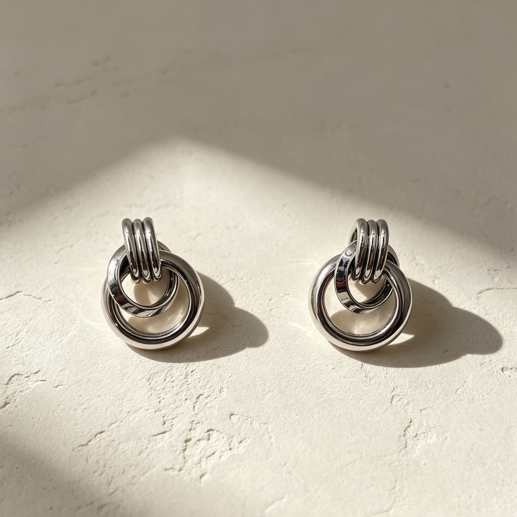 Pendientes Argolas Entrelazadas Metal Dorado & Plata | Mayorista Joyas Moda|JI JOYA