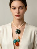 Collar Colgante de Resina Multicolor al Por Mayor - Diseño Bohemio para Mujer|JI JOYA