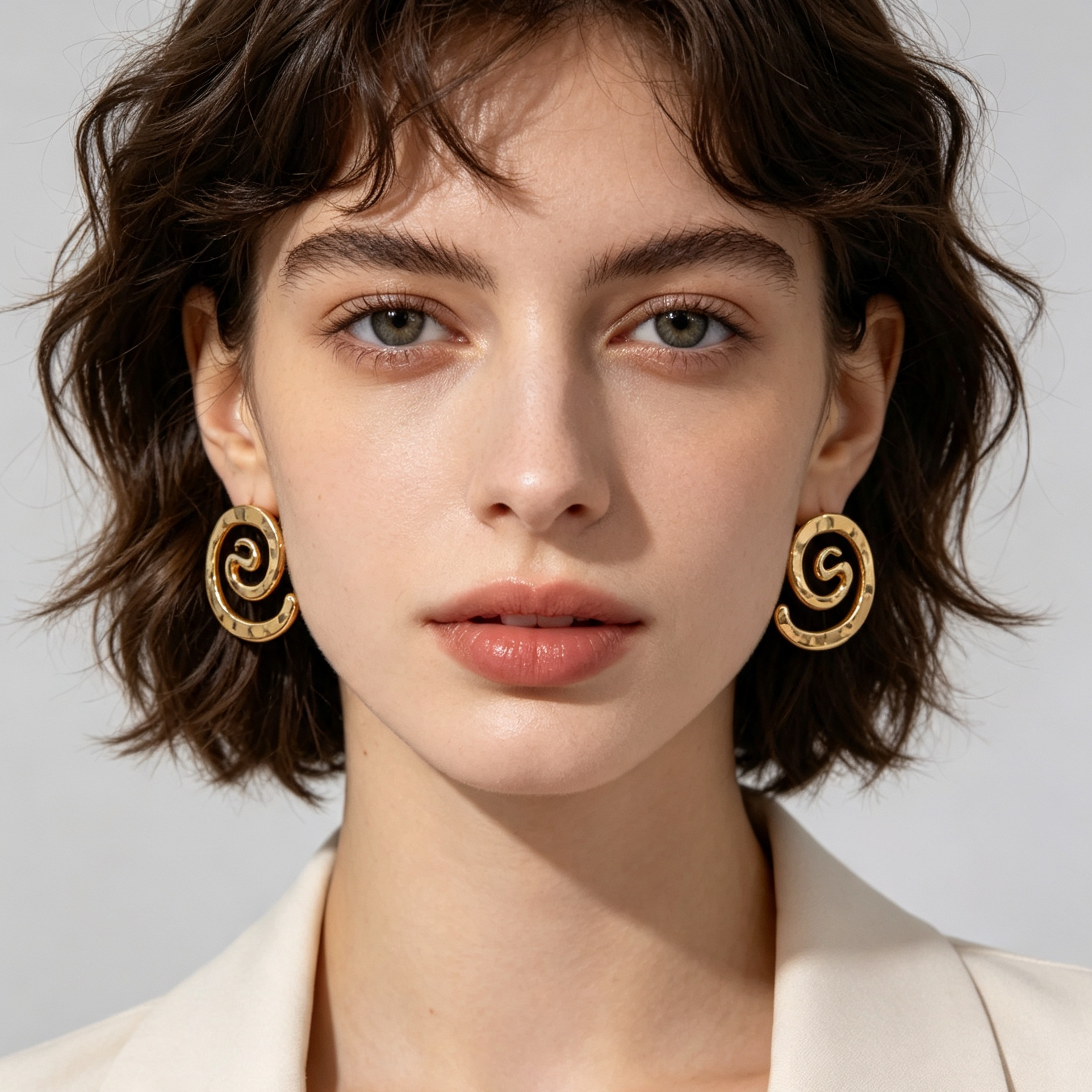 Pendientes Espiral Dorados Texturizados | Mayorista Joyería Moda, Lote al Por Mayor|JI JOYA