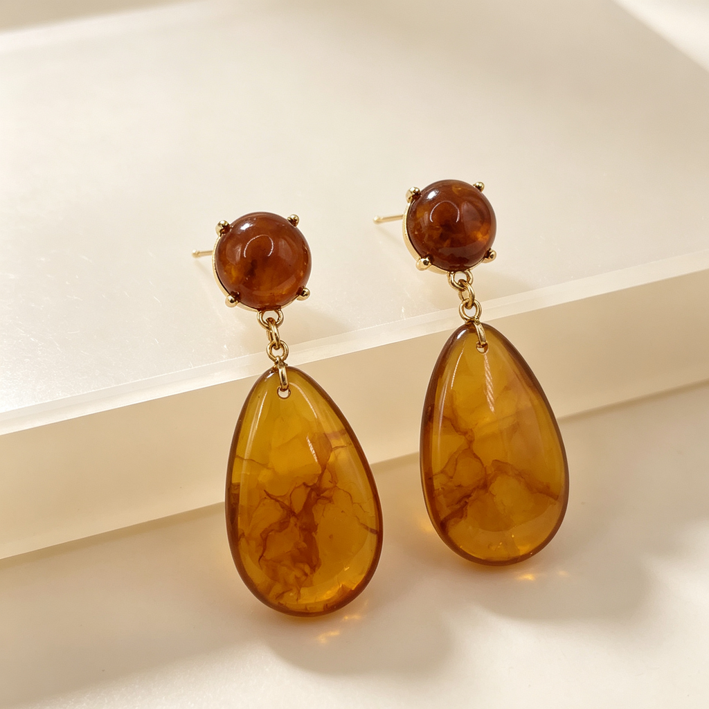Pendientes gota resina bicolor, pendientes colgantes elegantes al por mayor para mujer|JI JOYA