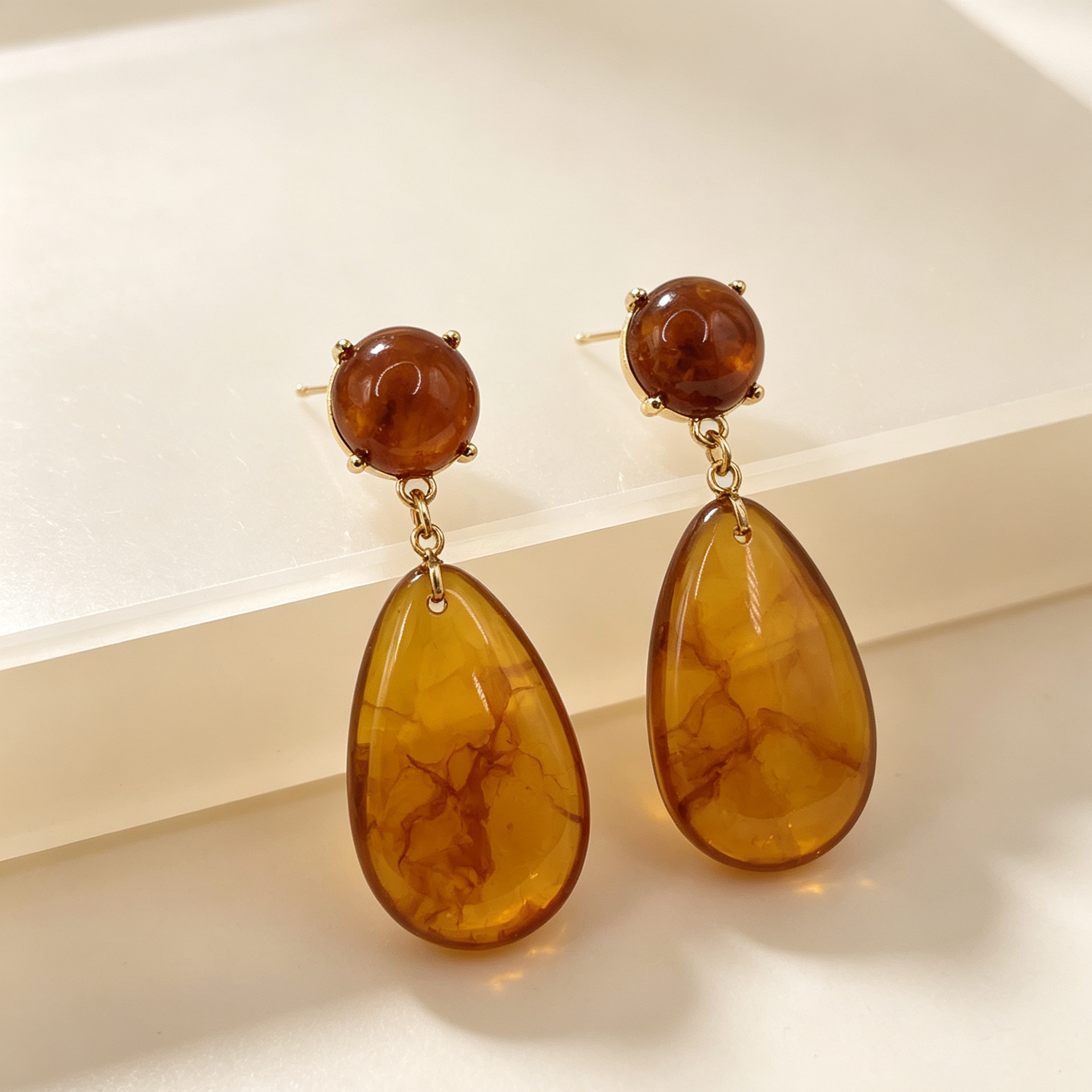 Pendientes gota resina bicolor, pendientes colgantes elegantes al por mayor para mujer|JI JOYA
