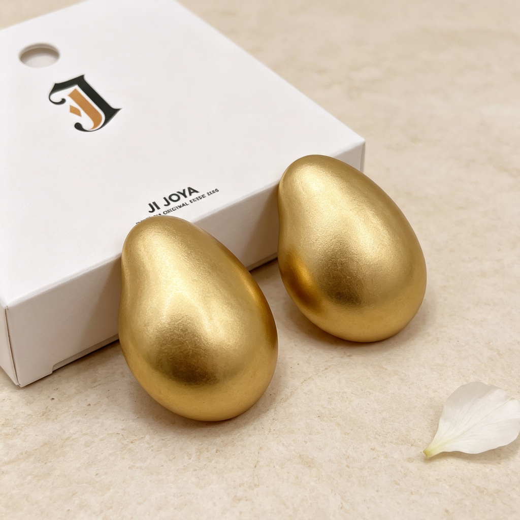 Pendientes gota forma irregular metal dorado mate | Mayorista JI JOYA