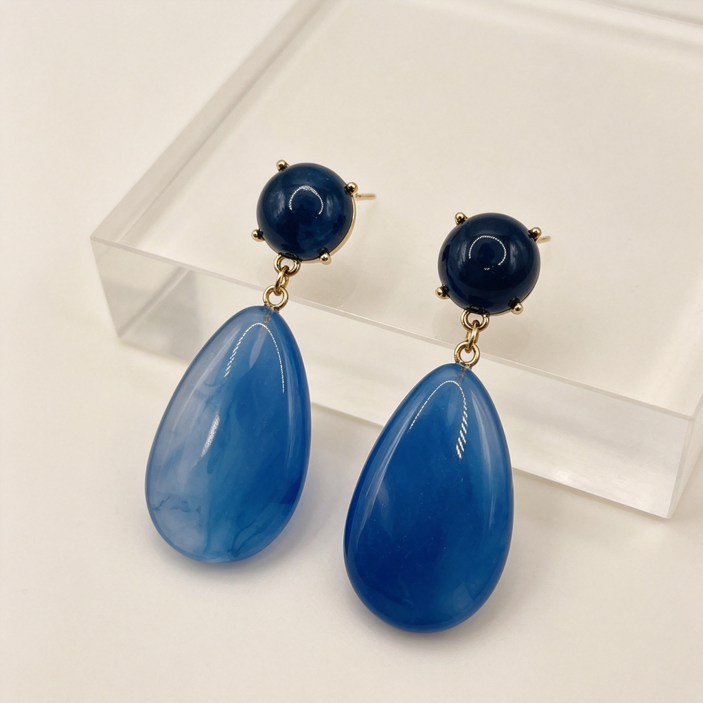 Pendientes gota resina bicolor, pendientes colgantes elegantes al por mayor para mujer|JI JOYA