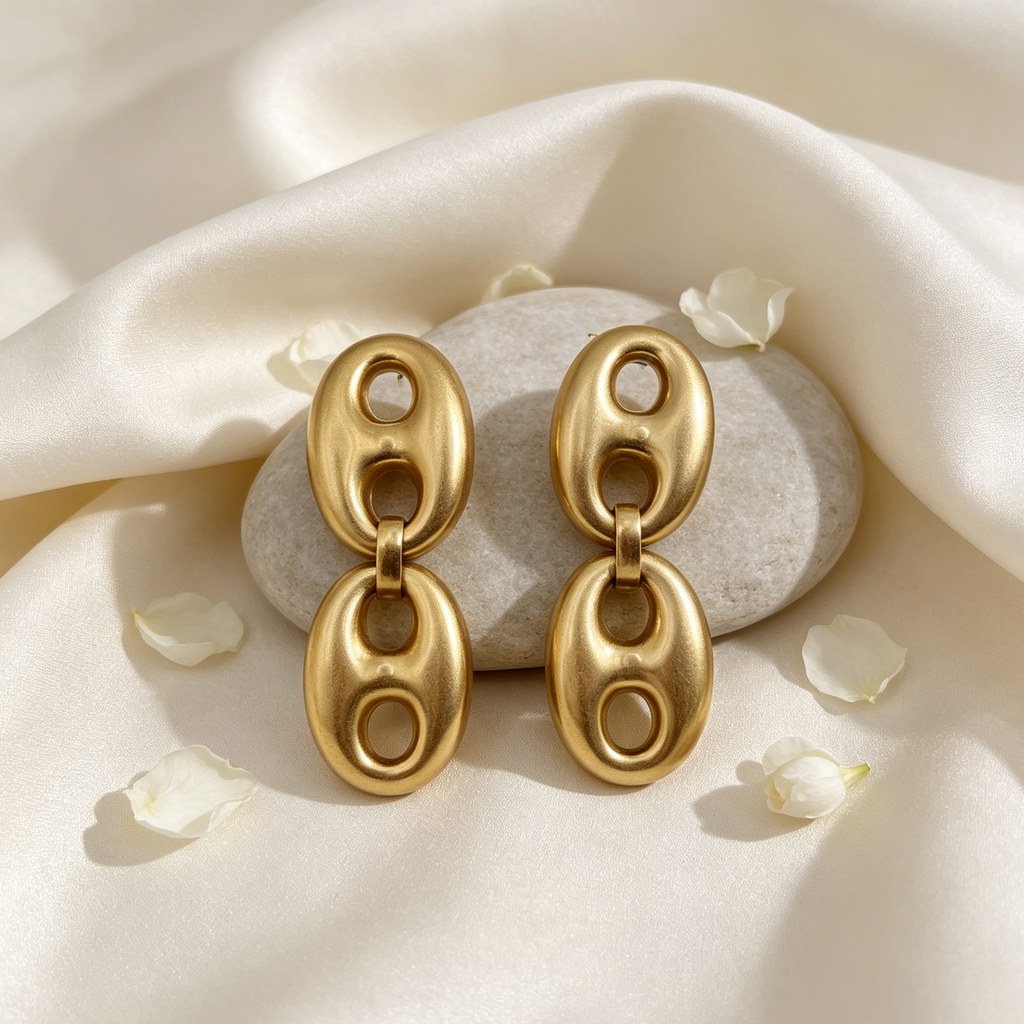 Set de Joyería Cadena Granos de Café Dorada, Collar, Brazalete y Pendientes, Accesorios de Moda Mayorista|JI JOYA