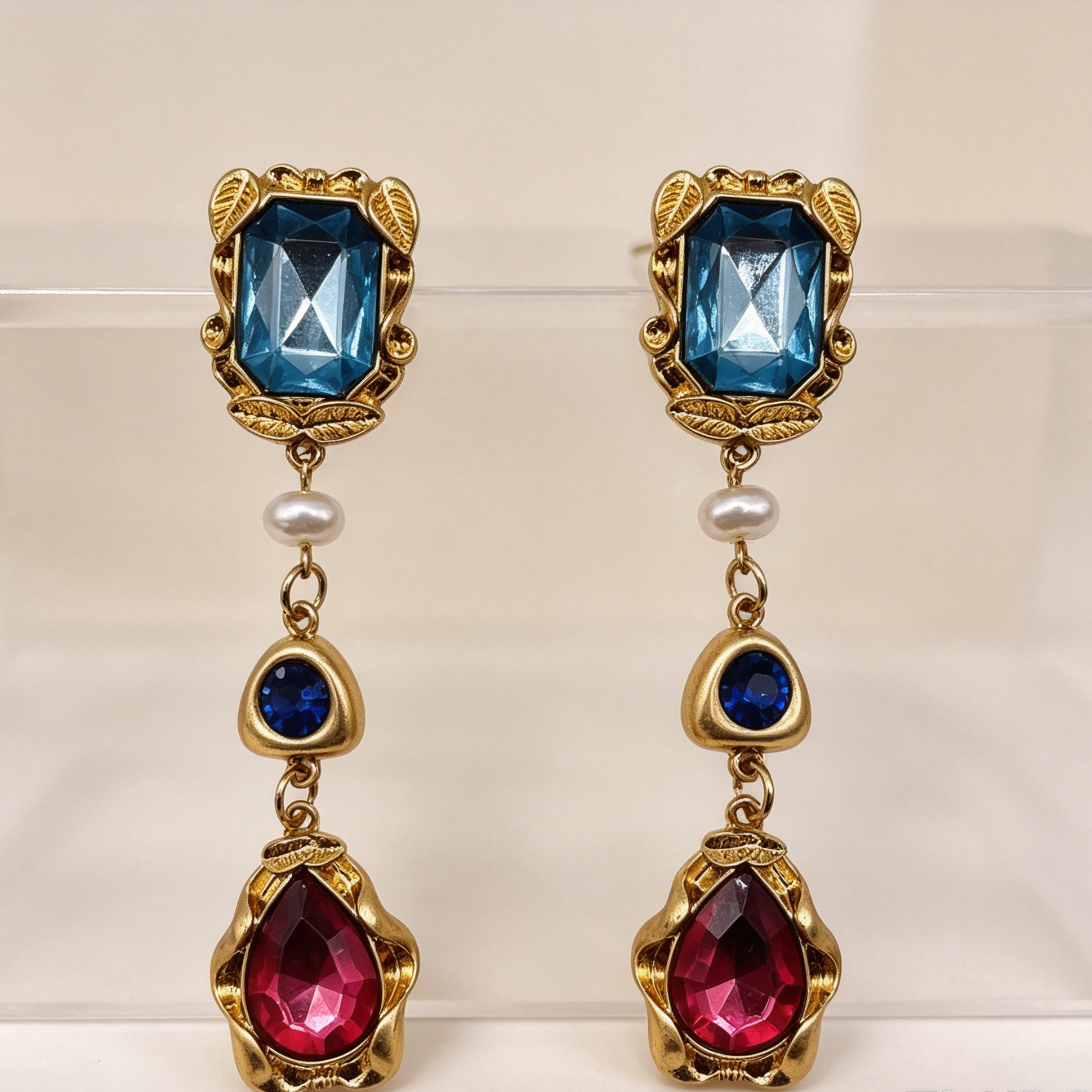 Pendientes largos de piedras coloridas vintage JI JOYA | Mayorista bisutería aleación alta calidad