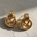 Pendientes Argolas Entrelazadas Metal Dorado & Plata | Mayorista Joyas Moda|JI JOYA