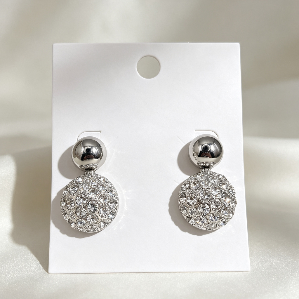 Pendientes Bolos con Cristales, Oro y Plata, Mayorista Joyería Moda | JI JOYA