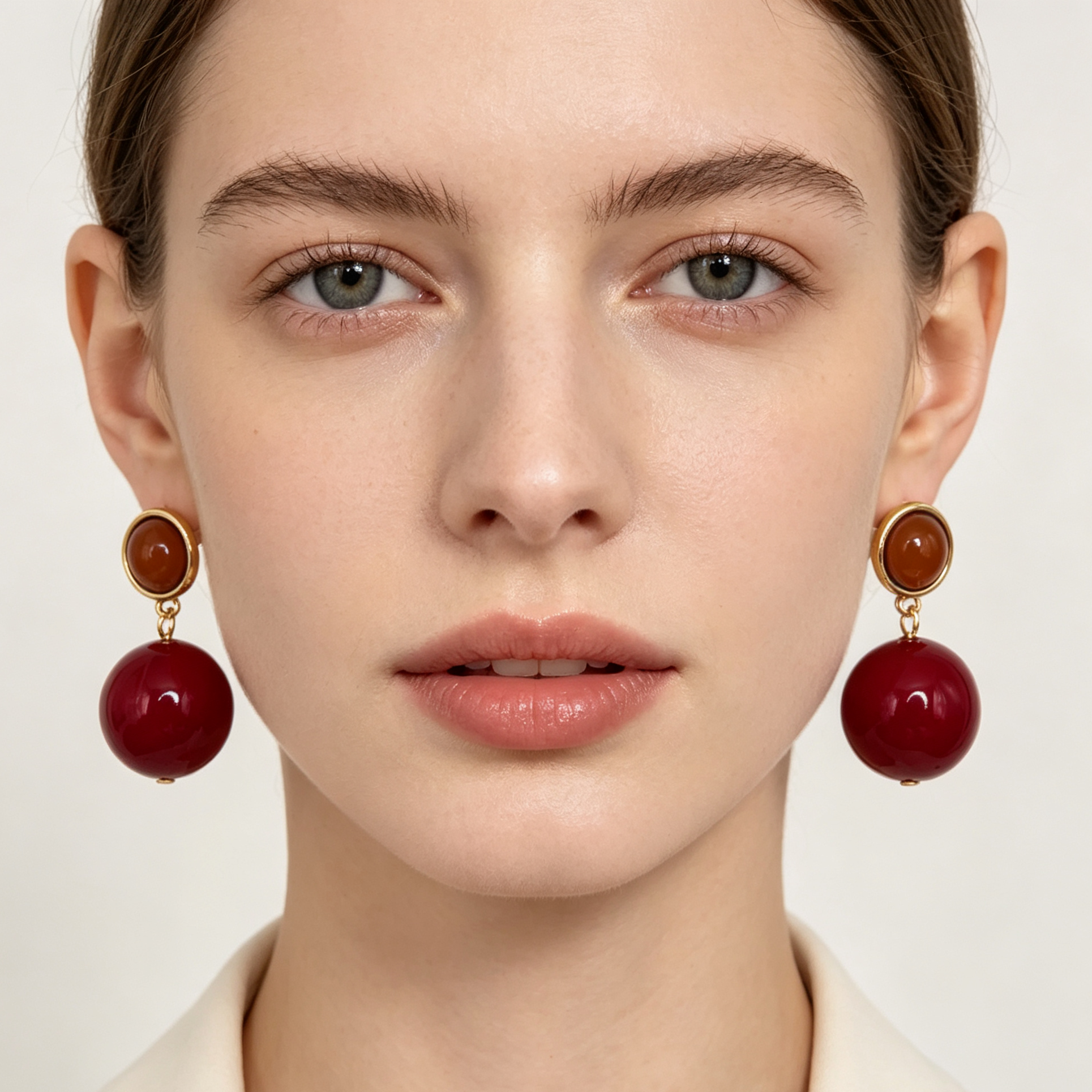 Pendientes B2B Mayorista | Diseño Bicolor Esfera Brillante, 3 Tonos de Color, Joyería Ji Joya