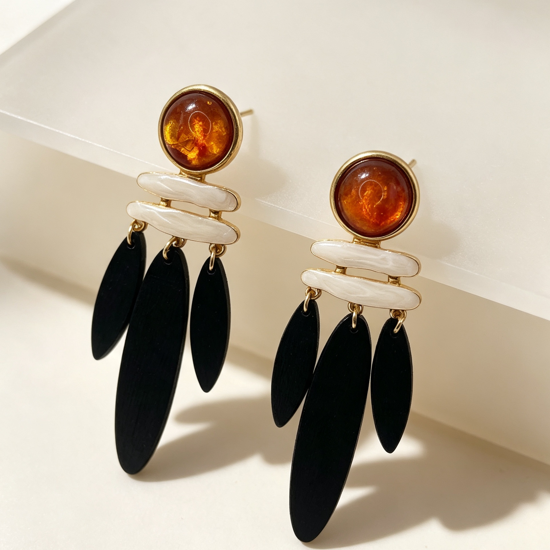 Pendientes Largos Étnicos Madera Resina | Diseño Original JI JOYA, Mayorista Compra al Por Mayor