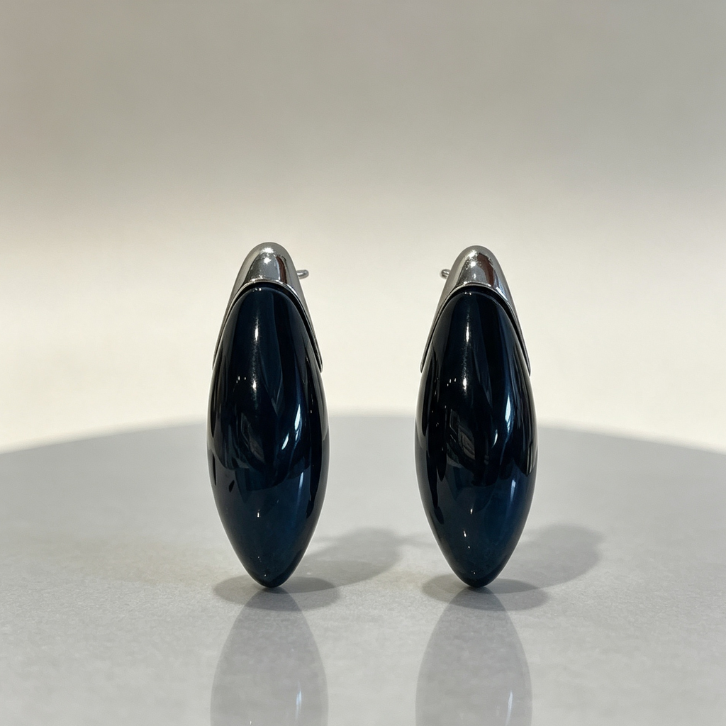 Pendientes clip‑on geométricos de resina, diseño gota, metal plateado, mayorista joyería|JI JOYA