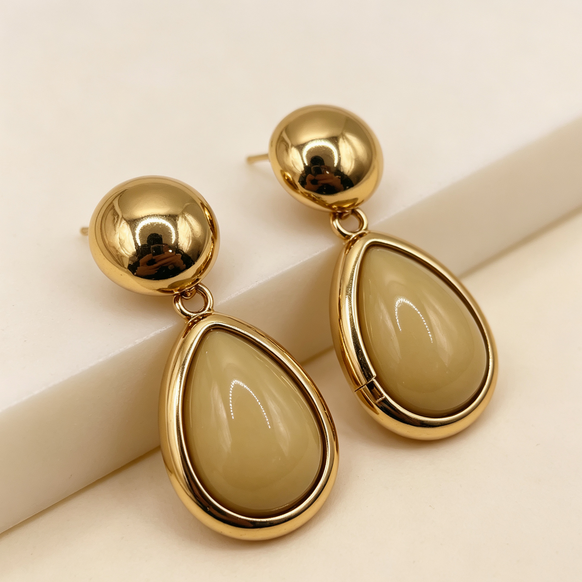 Pendientes gota color caramelo y burdeos, metal dorado elegante, joyería al por mayor para mujer|JI JOYA