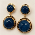Pendientes colgantes de doble piedra redonda, metal dorado martillado, accesorios de joyería mayorista|JI JOYA