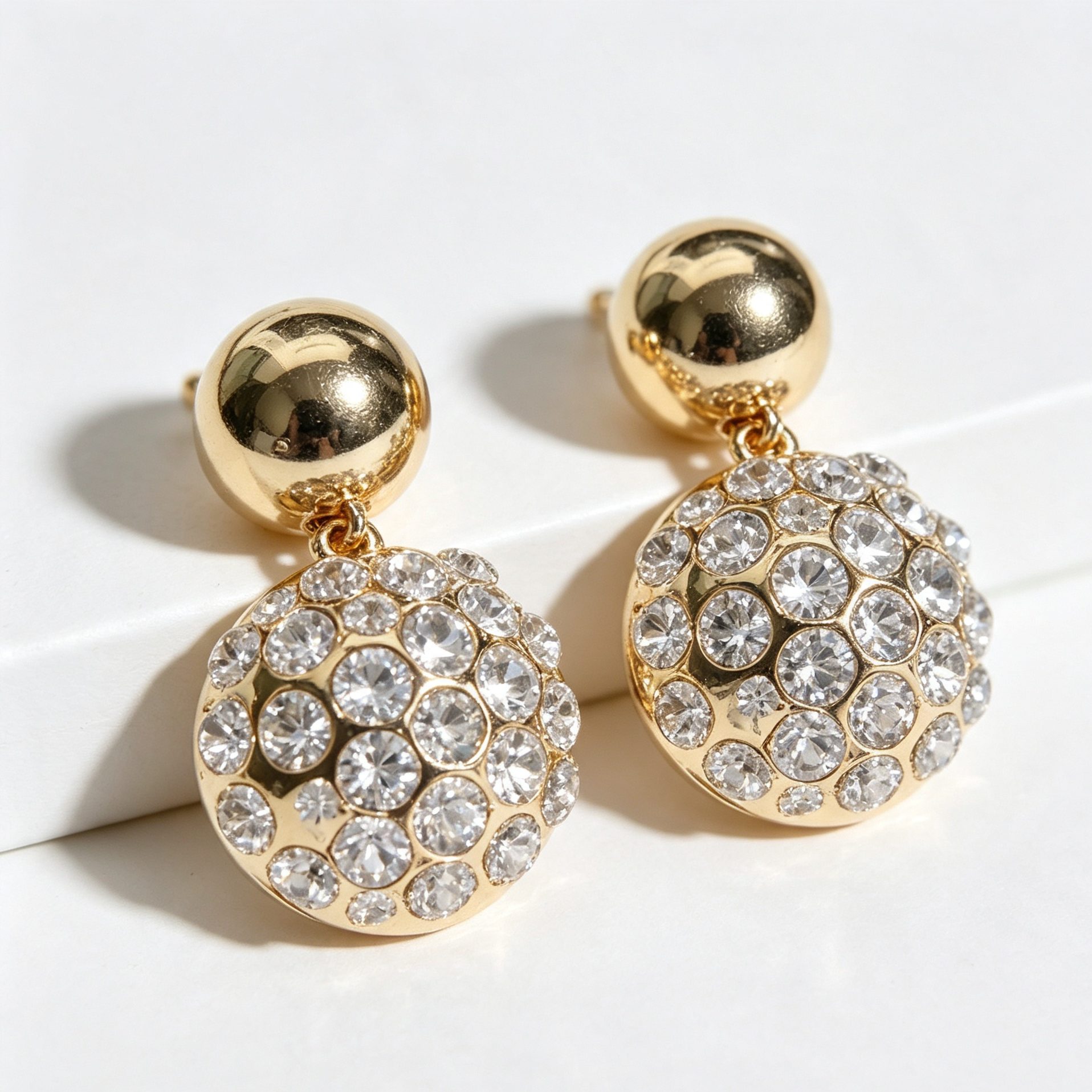 Pendientes Bolos con Cristales, Oro y Plata, Mayorista Joyería Moda | JI JOYA