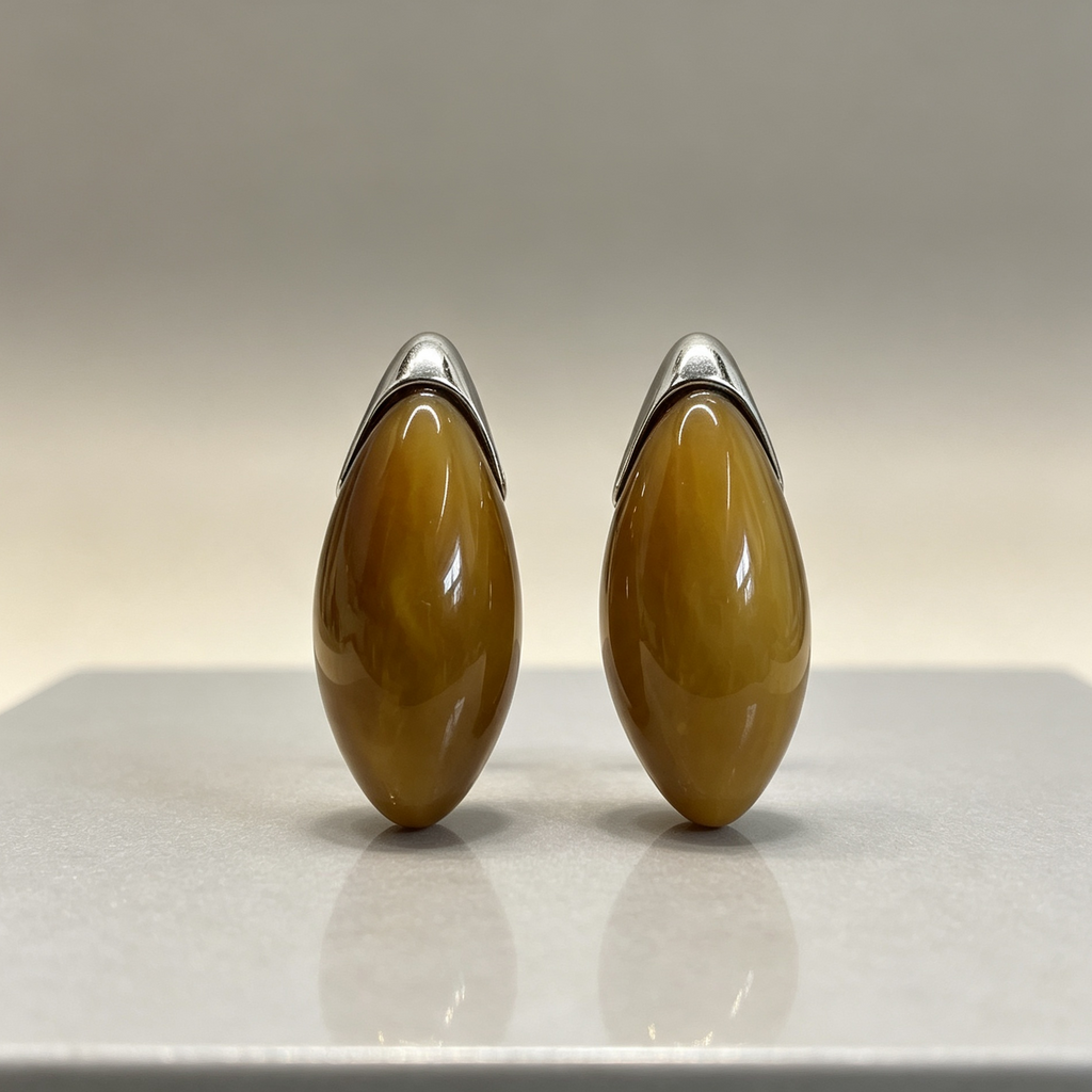 Pendientes clip‑on geométricos de resina, diseño gota, metal plateado, mayorista joyería|JI JOYA
