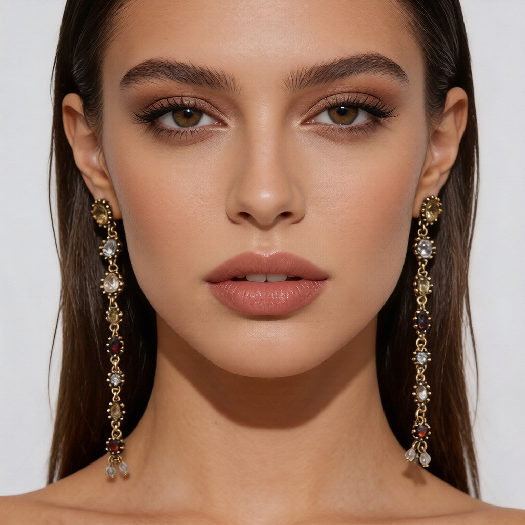 Collar y Pendientes de Inspiración Vintage con Gemas Coloridas | Joyería de Lujo