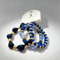 Set de 3 Pulseras Elásticas de Resina y Aleación de Zinc - Colores Azul Marino / Verde Jade - Joyería de Moda al Por Mayor|JI JOYA