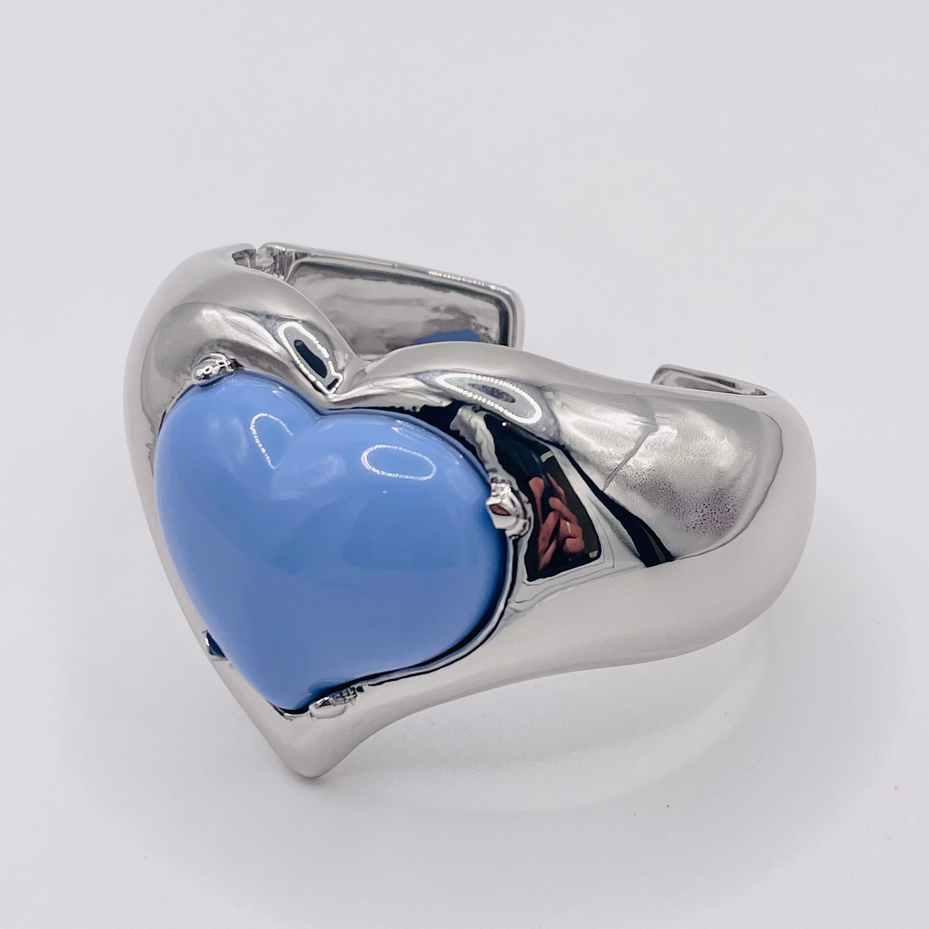 Brazalete Ajustable de Corazón Grande - Diseño Moderno en Zinc Aleación con Esmalte, 3 Colores, Venta al Por Mayor| JI JOYA