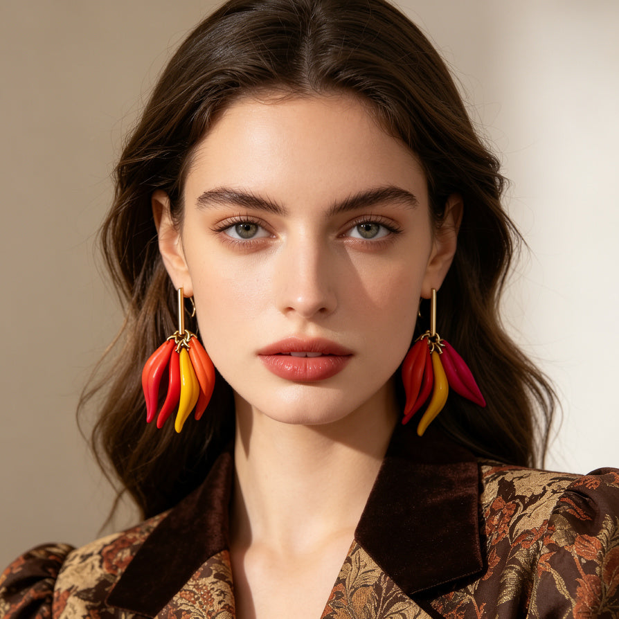 Pendientes de Guindilla Coloridos, Bisutería de Moda Mayorista, Diseño Exótico Largo para Mujer|JI JOYA