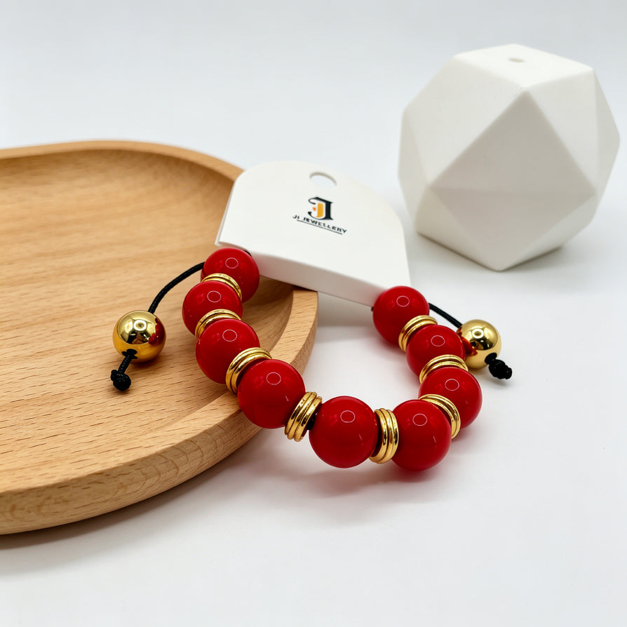 Pulsera de cuentas de piedra natural con detalles dorados, diseño ajustable, al por mayor B2B, 3 colores disponibles|JI JOYA