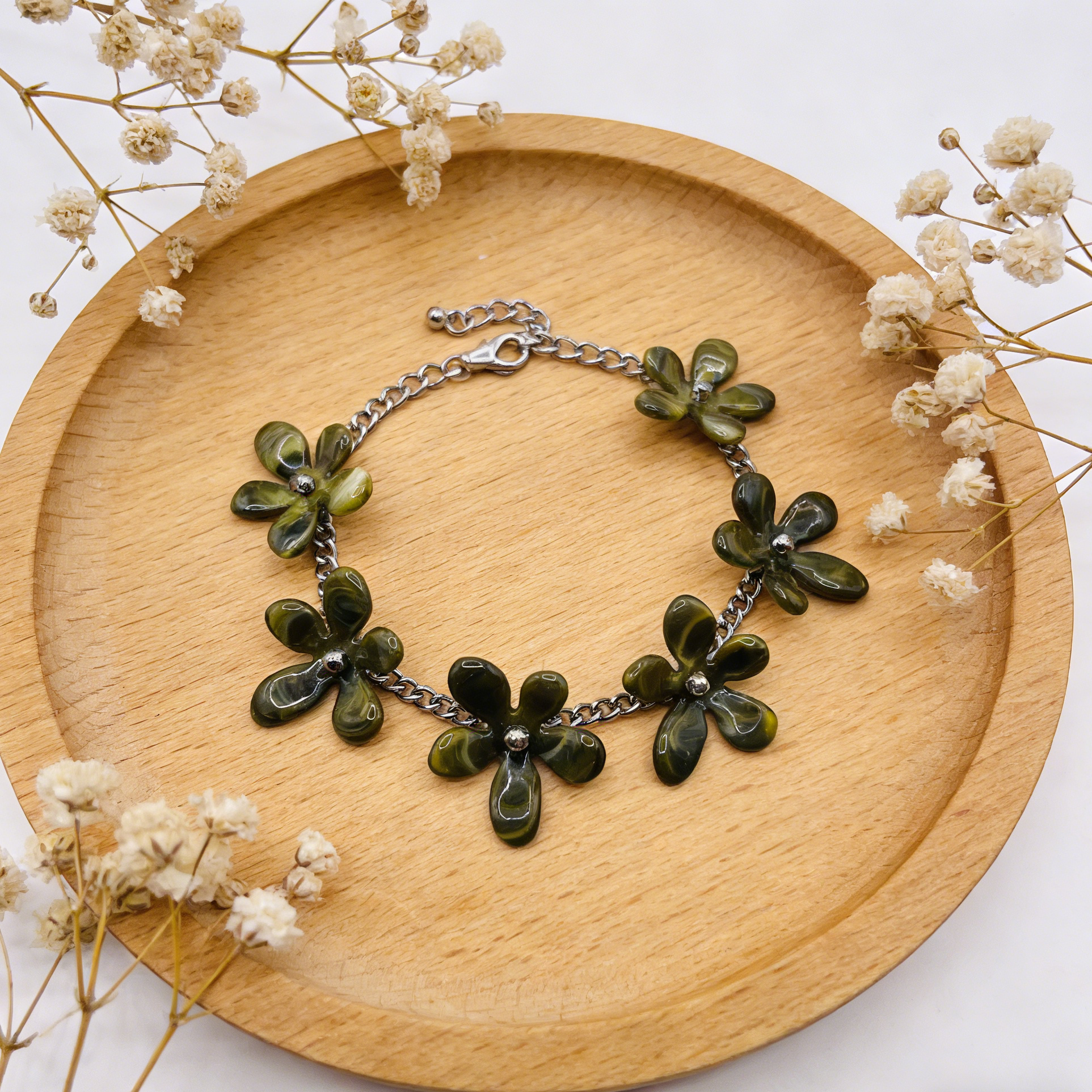 【Amuleto Floral Primaveril】Conjunto de joias com borlas florais retro: colar, brincos e pulseira de design único (conjunto de 3 peças)