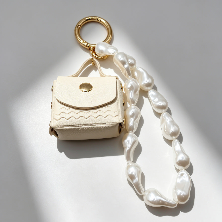 Llavero de Bolso de Perlas Barrocas | Mini Cartera de Cuero Sintético para Regalos al Por Mayor|JI JOYA
