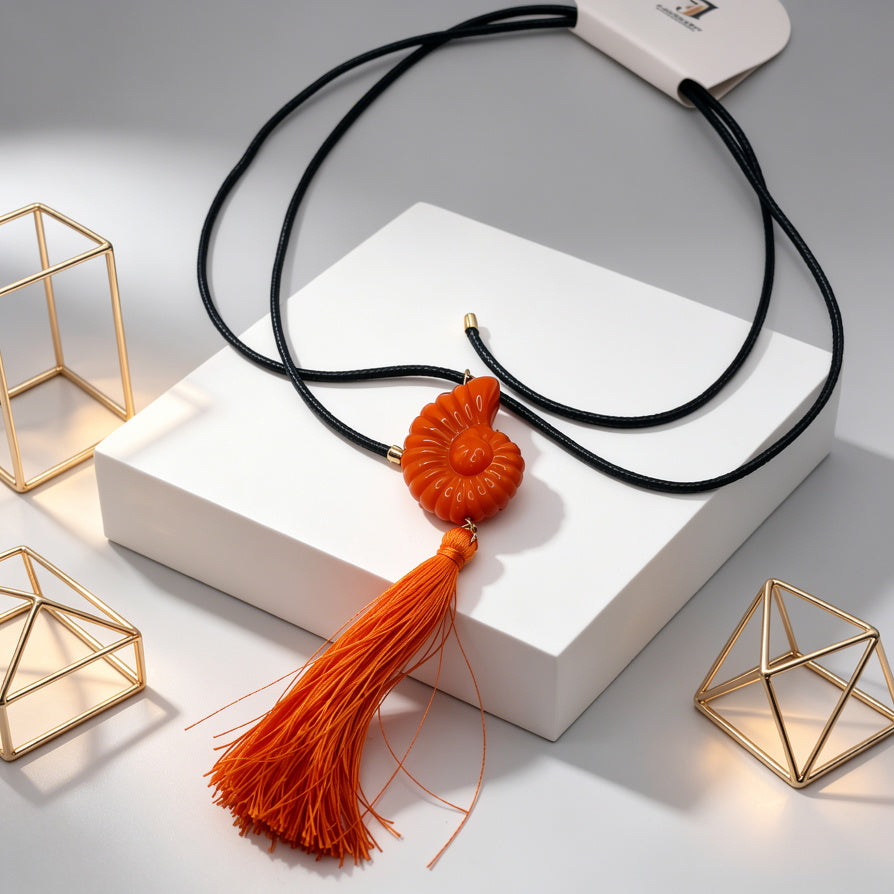 Collar Choker con Concha Nautilus y Flequillo - 3 Colores Disponibles | Venta Mayorista|JI JOYA