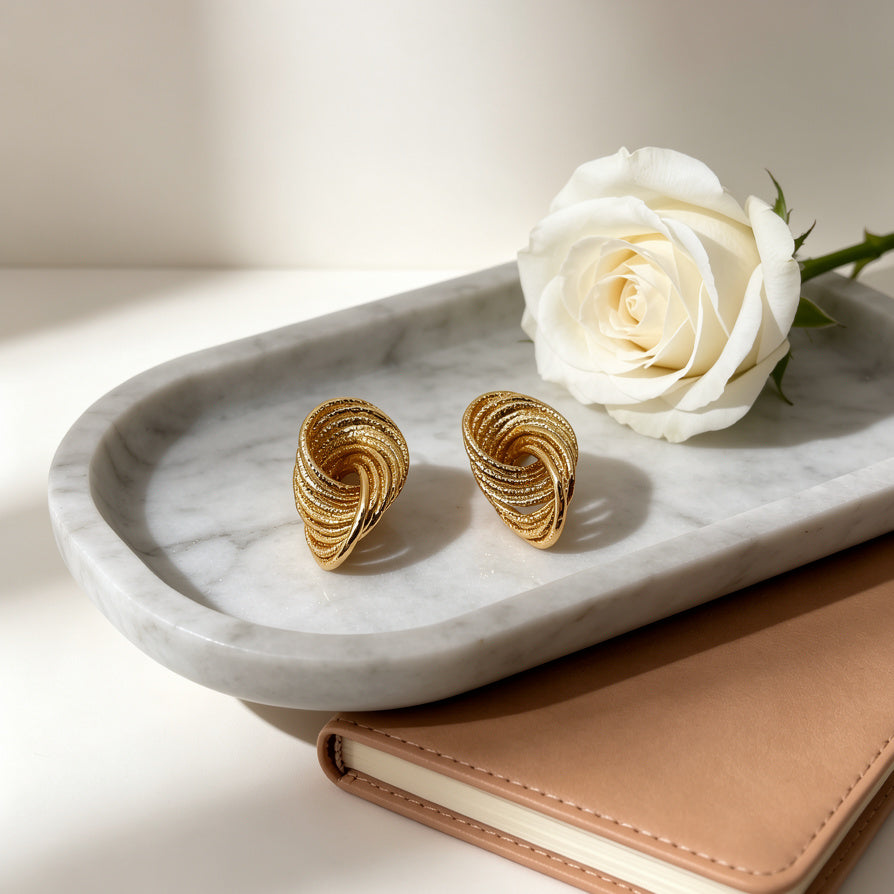 Pendientes Texturizados Enrollados - Estilo Minimalista para Mujeres | Venta al Por Mayor|JI JOYA