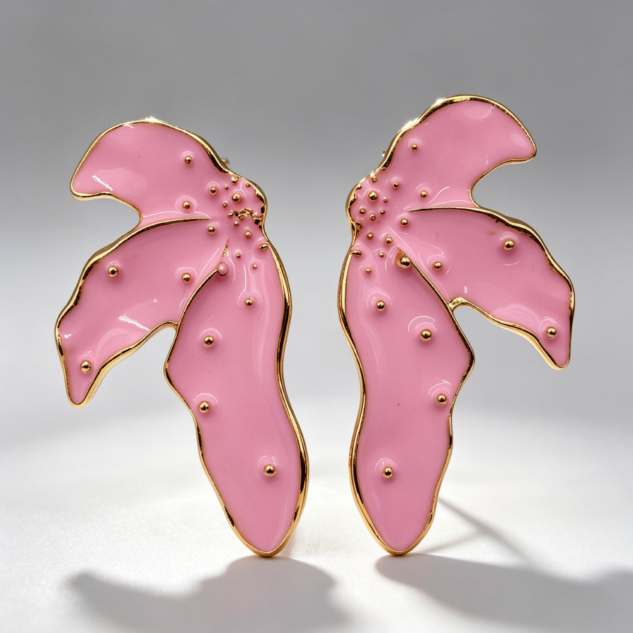 Aretes de Esmalte con Borde de Oro | Joyería de Moda al Por Mayor|JI JOYA