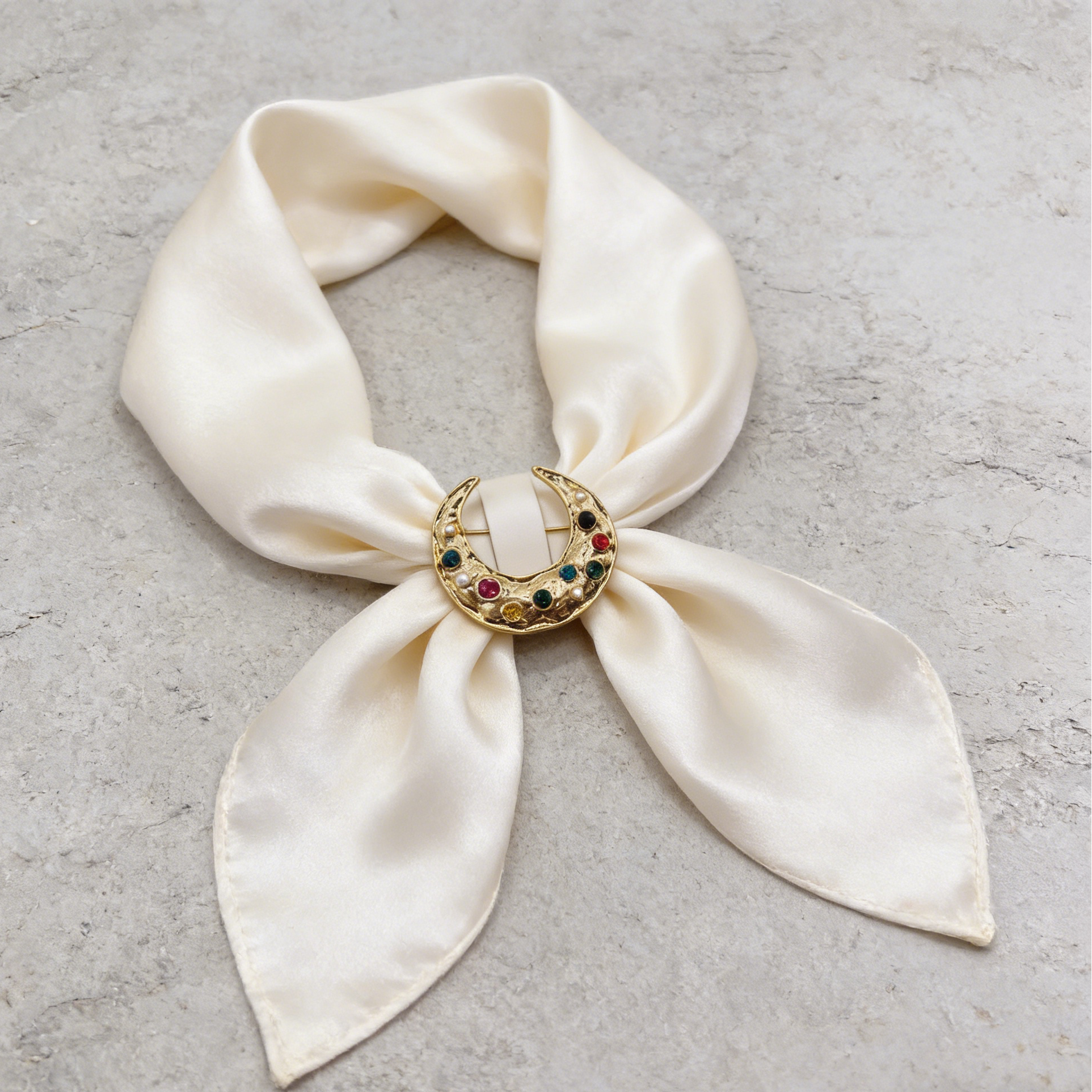 Alfinete vintage dourado em forma de lua crescente | Alfinete de cristal arco-íris e pérola para mulher