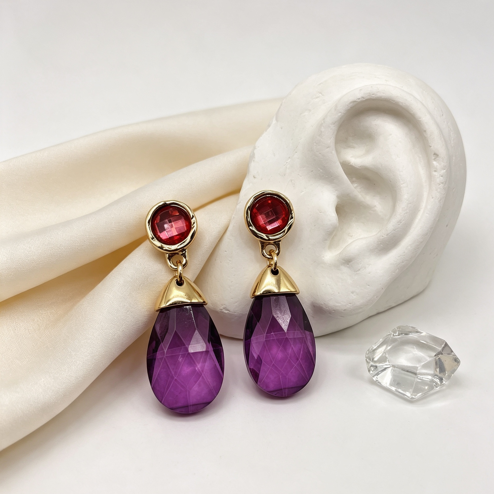 Pendientes colgantes con piedra facetada | Lote para tiendas y distribuidores|JI JOYA