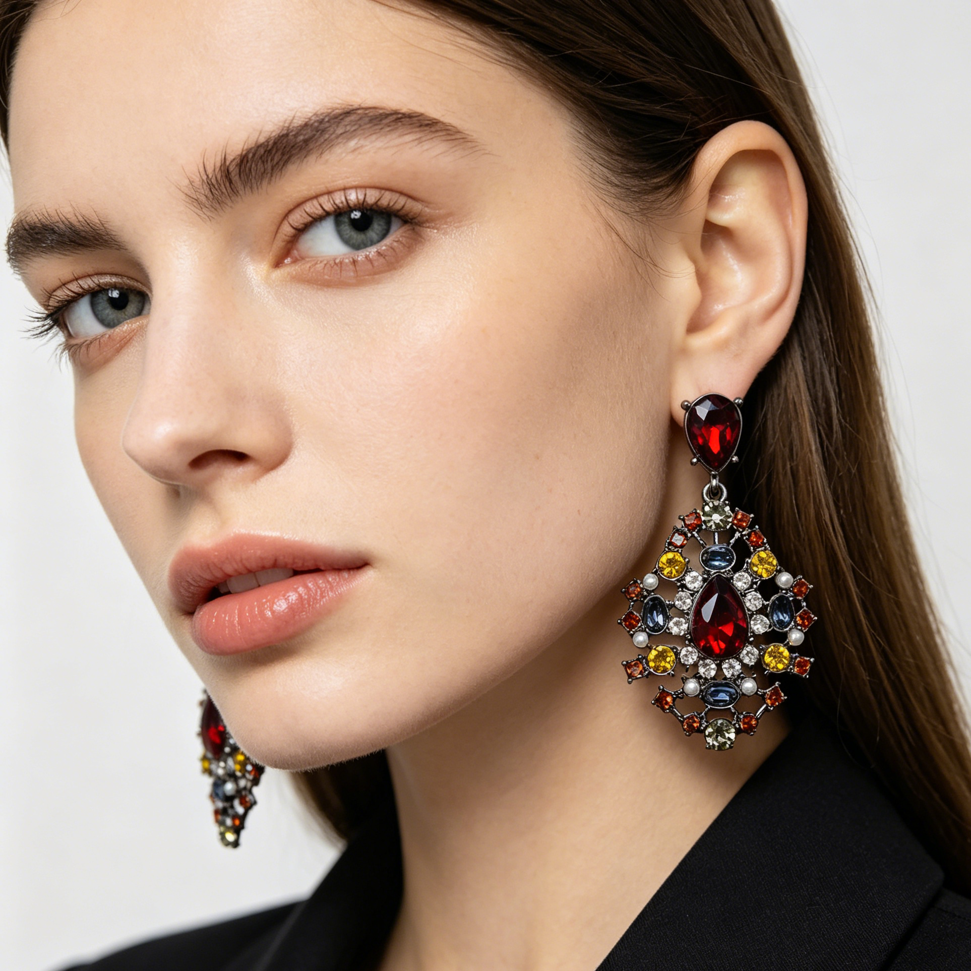Pendientes Colgantes Vintage con Cristales Multicolor y Perlas, Diseño de Lujo para Mujer, Joyería de Moda al Por Mayor|JI JOYA