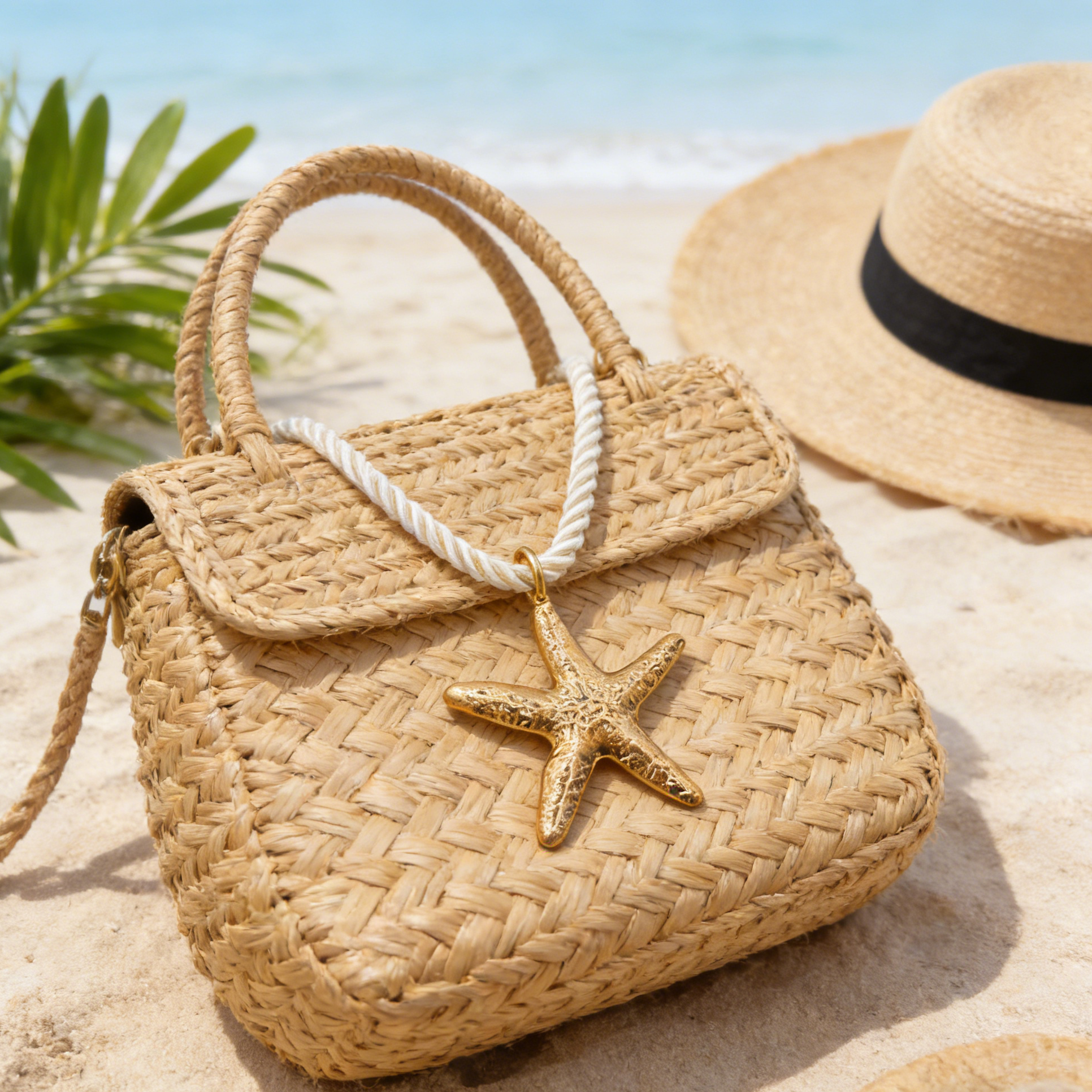 Collar de Cuerda con Dije de Estrella de Mar en Plata|Dorado