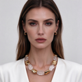 Collar Mayorista Perlas Irregulares Doradas y Cristal Transparente, Diseño Minimalista Chunky|JI JOYA