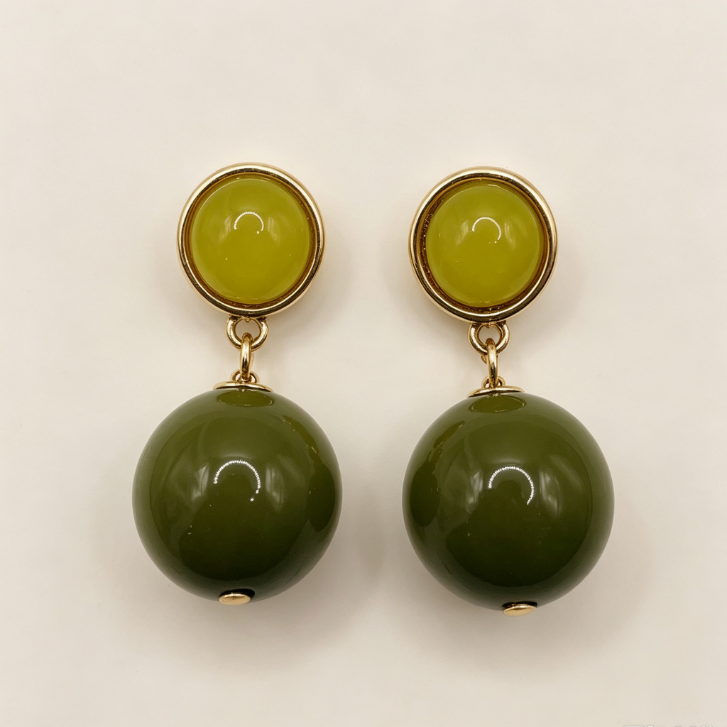 Pendientes B2B Mayorista | Diseño Bicolor Esfera Brillante, 3 Tonos de Color, Joyería Ji Joya