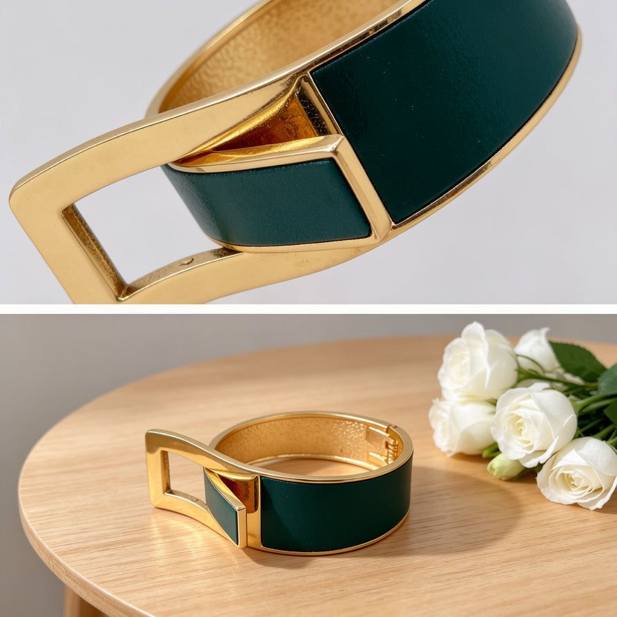 Pulsera de hebilla de aleación de zinc con acabado dorado- Diseño moderno al por mayor|JI JOYA