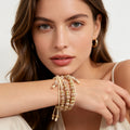 Pulseras de Cuentas Rayadas Doradas al Por Mayor | JI JOYA Bisutería de Moda al Por Mayor