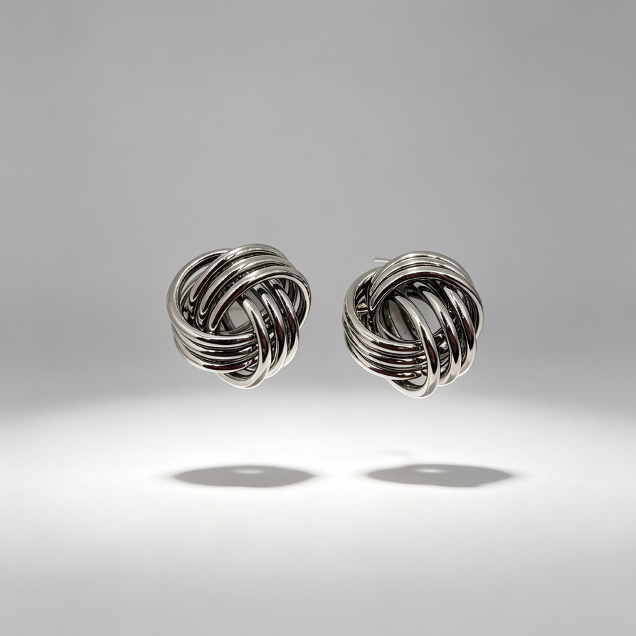 Pendientes de Nudo Metálico Geométrico - Oro/Plata, Joyería de Moda para Mujeres, Al Por Mayor