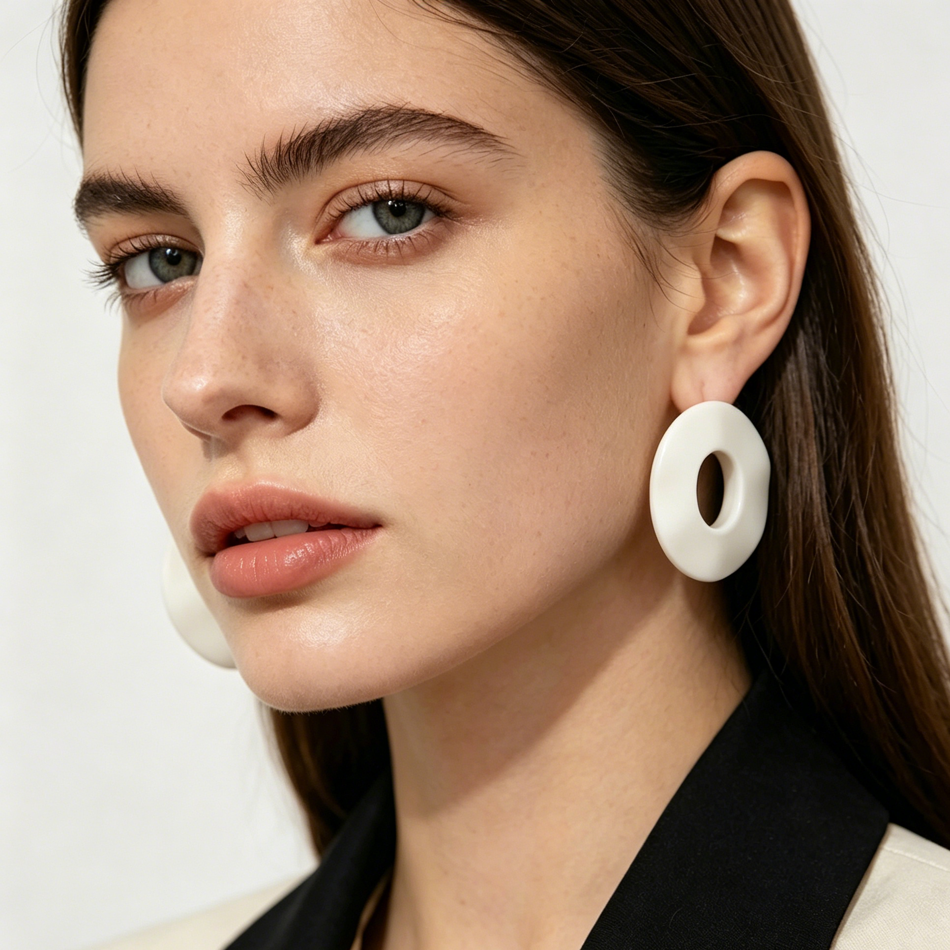 Pendientes Ovale Hueco Color Sólido Blanco y Azul Klein, Pendientes al Por Mayor para Mujer, Accesorio de Moda Elegante Mayorista|JI JOYA