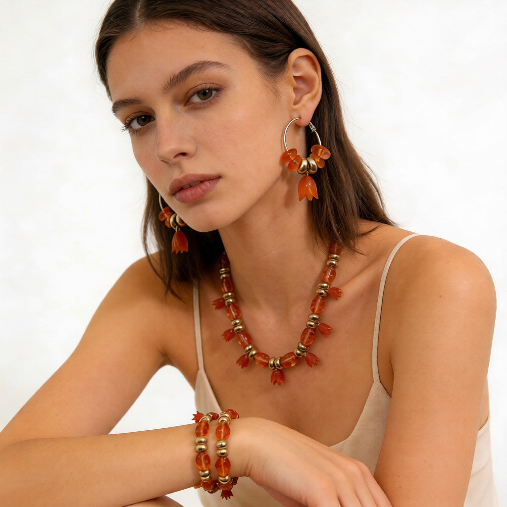 Colorful Resin Petal Jewelry Set: Y2K Aesthetic for Everyday Wear