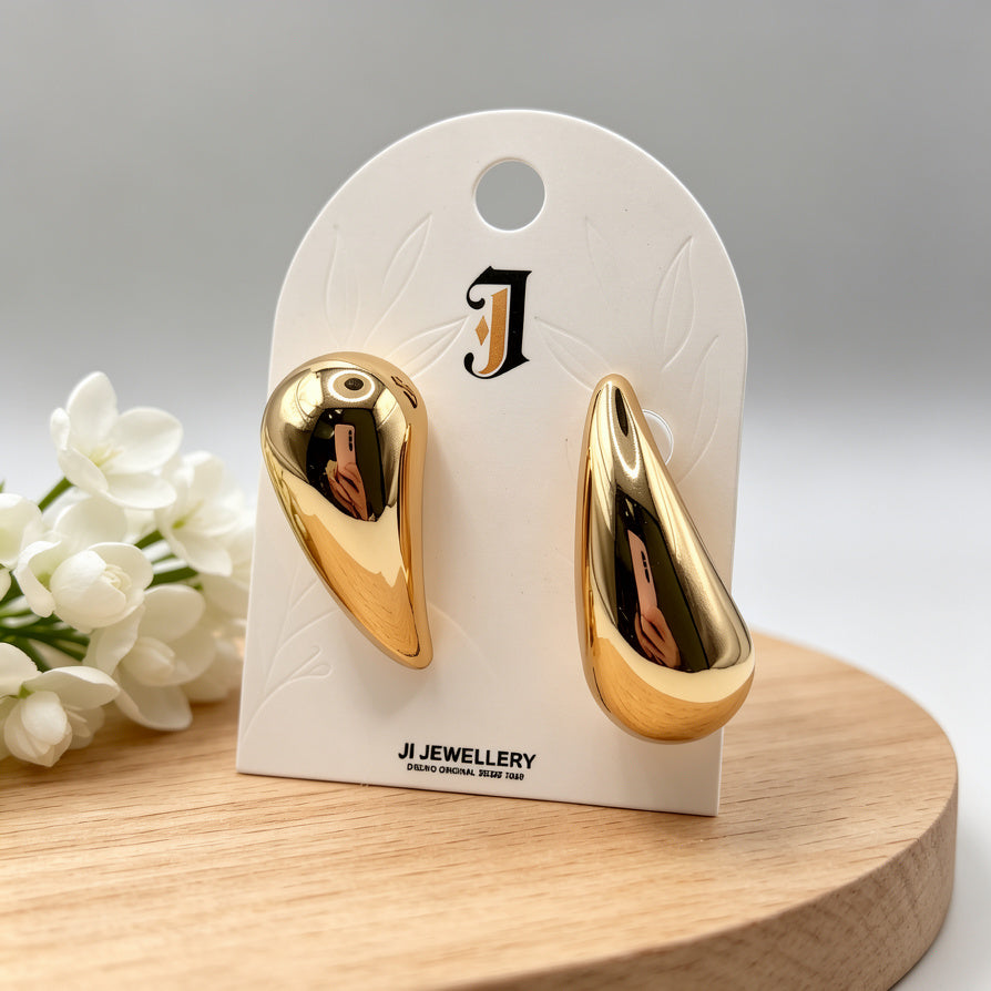 Pendientes de Gotas de Metal Pulido - Joyería de Moda para Venta al Por Mayor|JI JOYA