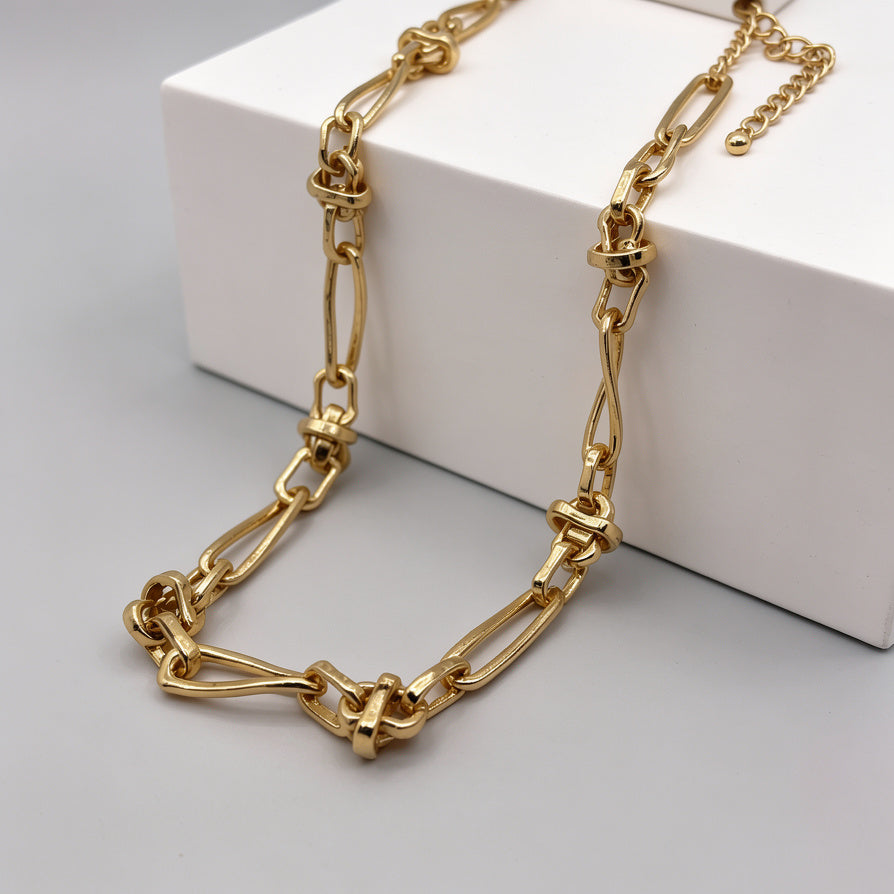 Collar de Cadena de Nudo Dorado en Aleación de Zinc - Joyería Mayorista|JI JOYA