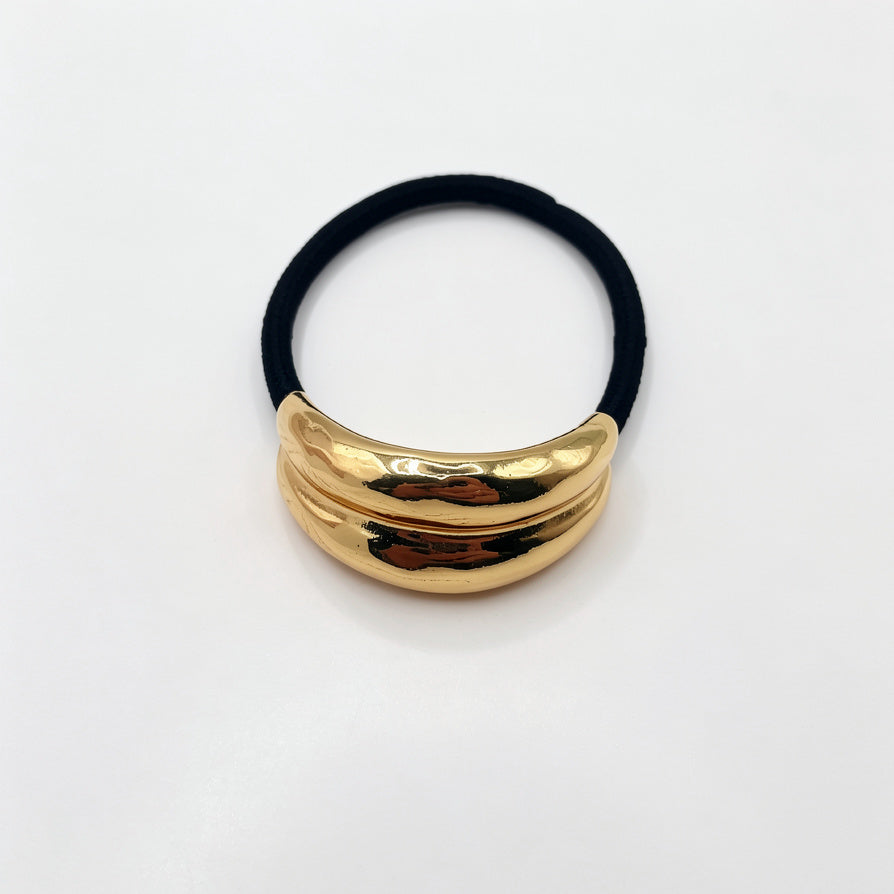 Goma para el pelo de metal dorado minimalista | Elástica resistente al por mayor para mujer | Accesorio de moda para cabello|JI JOYA